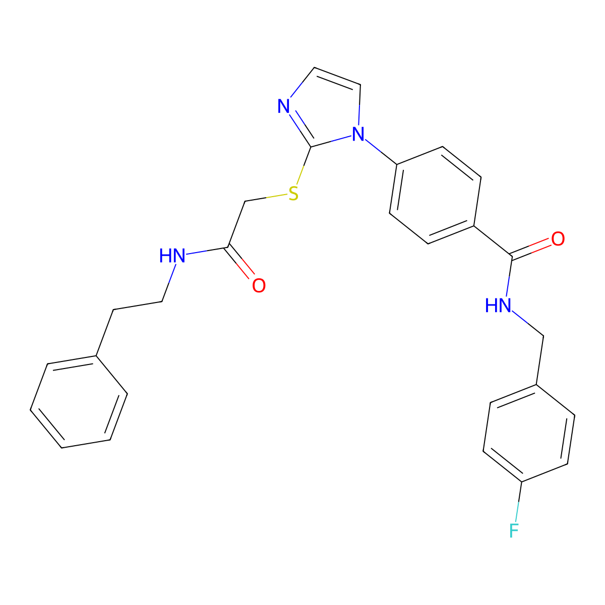 N-[(4-fluorophenyl)methyl]-4-[2-({[(2-phenylethyl)carbamoyl]methyl}sulfanyl)-1H-imidazol-1-yl]benzamide molecular structure, CAS 1207013-53-3