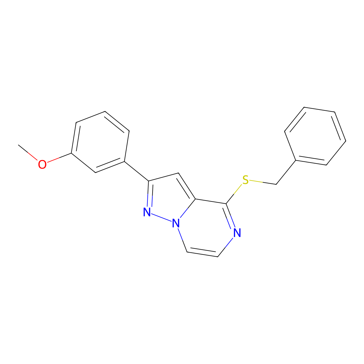 4-(Benzylsulfanyl)-2-(3-methoxyphenyl)pyrazolo[1,5-a]pyrazine molecular structure, CAS 1207013-54-4