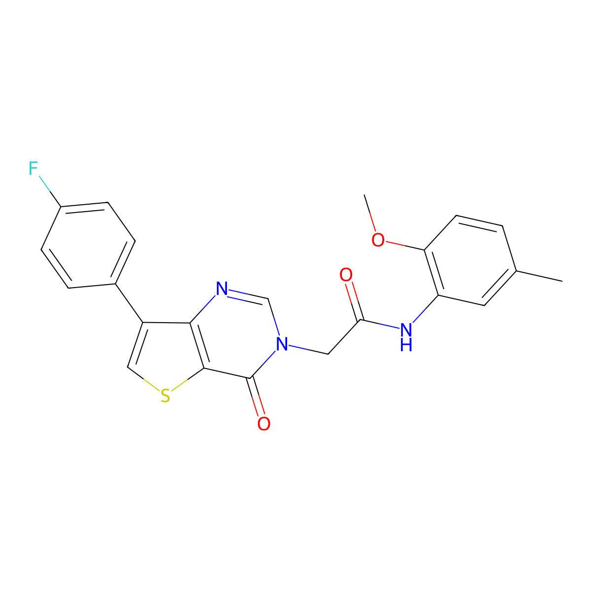 2-[7-(4-fluorophenyl)-4-oxothieno[3,2-d]pyrimidin-3(4H)-yl]-N-(2-methoxy-5-methylphenyl)acetamide molecular structure, CAS 1207013-56-6