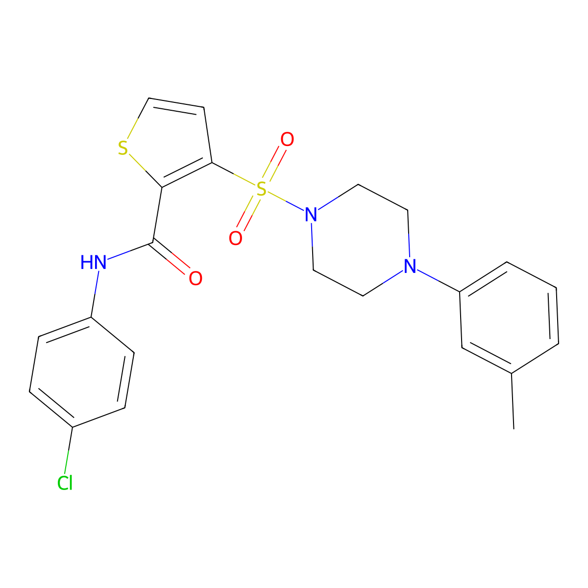 N-(4-chlorophenyl)-3-{[4-(3-methylphenyl)piperazin-1-yl]sulfonyl}thiophene-2-carboxamide molecular structure, CAS 1207013-57-7