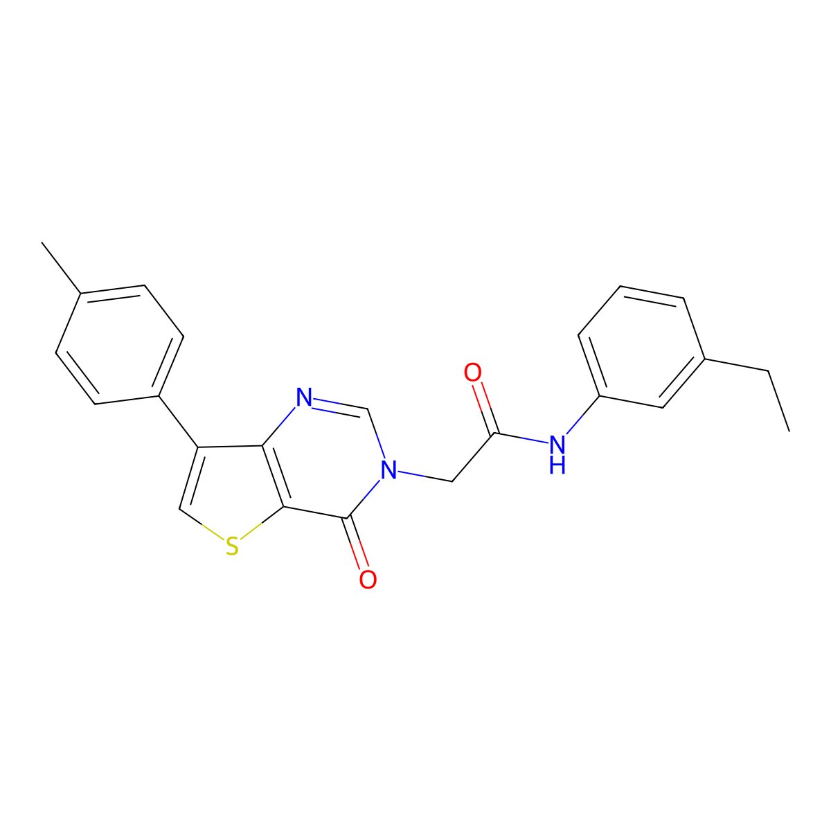 N-(3-ethylphenyl)-2-[7-(4-methylphenyl)-4-oxothieno[3,2-d]pyrimidin-3(4H)-yl]acetamide molecular structure, CAS 1207013-59-9