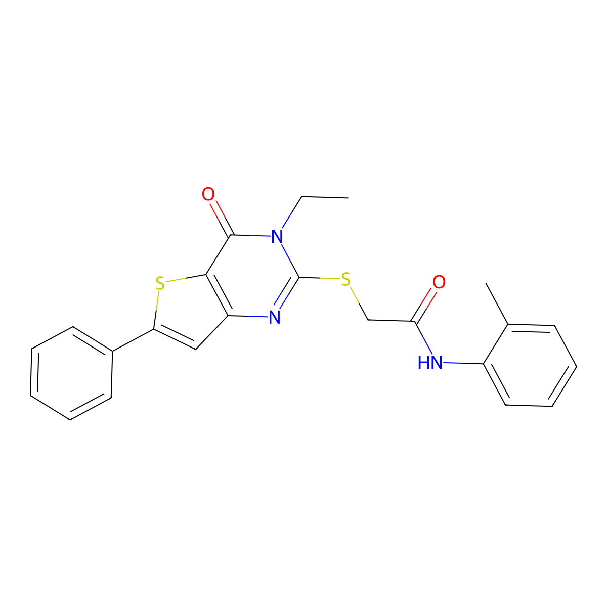2-({3-ethyl-4-oxo-6-phenyl-3H,4H-thieno[3,2-d]pyrimidin-2-yl}sulfanyl)-N-(2-methylphenyl)acetamide molecular structure, CAS 1207013-66-8
