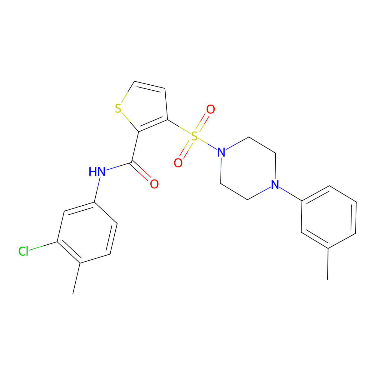 N-(3-chloro-4-methylphenyl)-3-{[4-(3-methylphenyl)piperazin-1-yl]sulfonyl}thiophene-2-carboxamide molecular structure, CAS 1207013-68-0