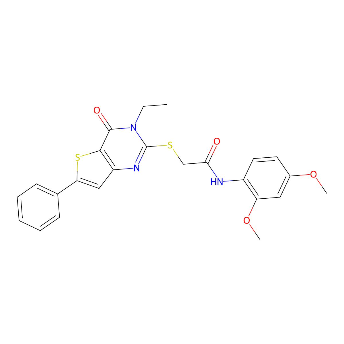 N-(2,4-dimethoxyphenyl)-2-({3-ethyl-4-oxo-6-phenyl-3H,4H-thieno[3,2-d]pyrimidin-2-yl}sulfanyl)acetamide molecular structure, CAS 1207013-71-5