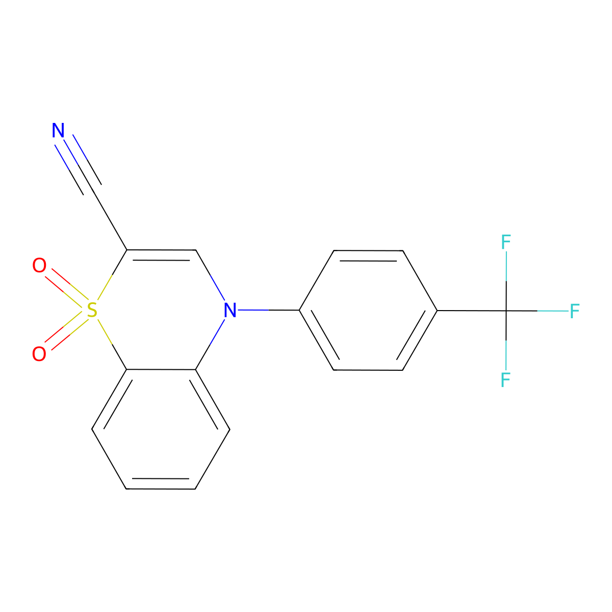 4-[4-(trifluoromethyl)phenyl]-4H-1,4-benzothiazine-2-carbonitrile 1,1-dioxide molecular structure, CAS 1207013-72-6