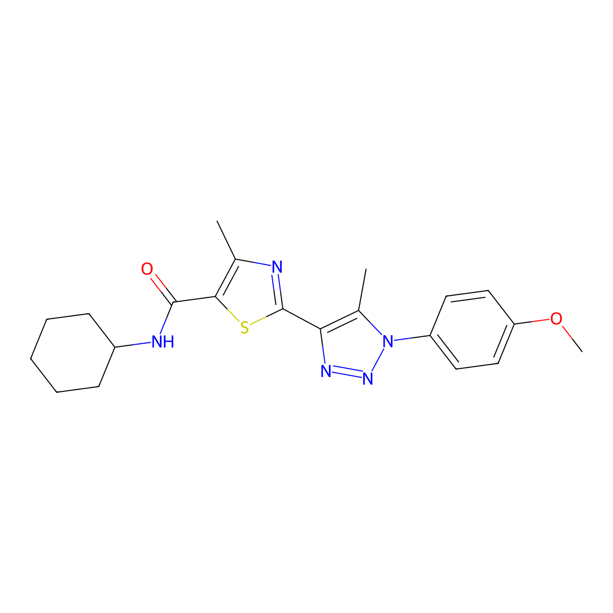 N-cyclohexyl-2-(1-(4-methoxyphenyl)-5-methyl-1H-1,2,3-triazol-4-yl)-4-methylthiazole-5-carboxamide molecular structure, CAS 1207013-73-7
