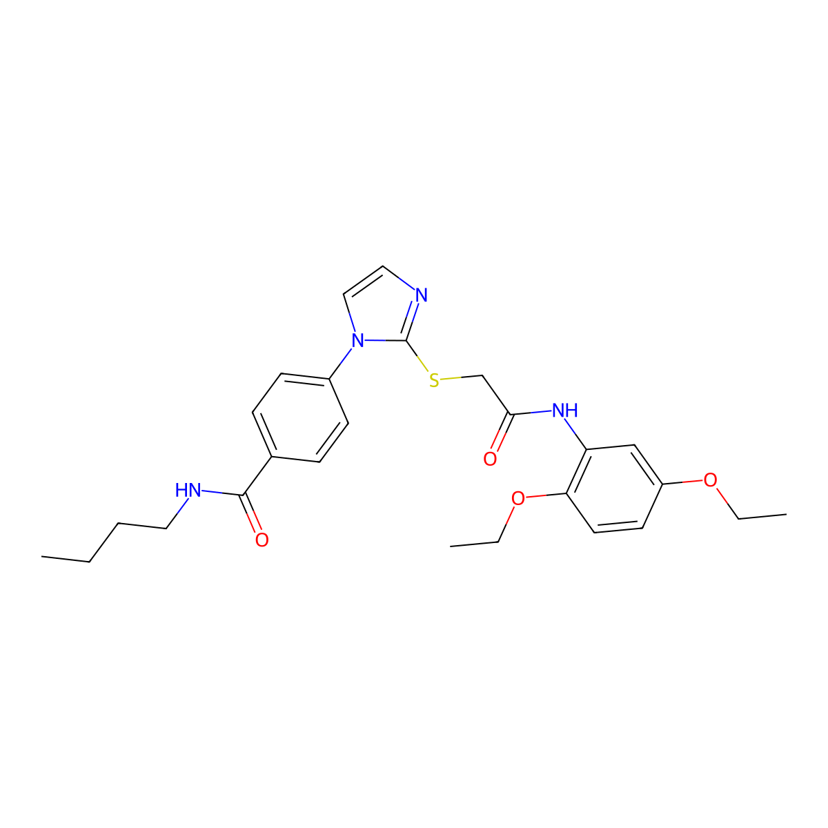 N-butyl-4-[2-({[(2,5-diethoxyphenyl)carbamoyl]methyl}sulfanyl)-1H-imidazol-1-yl]benzamide molecular structure, CAS 1207013-74-8