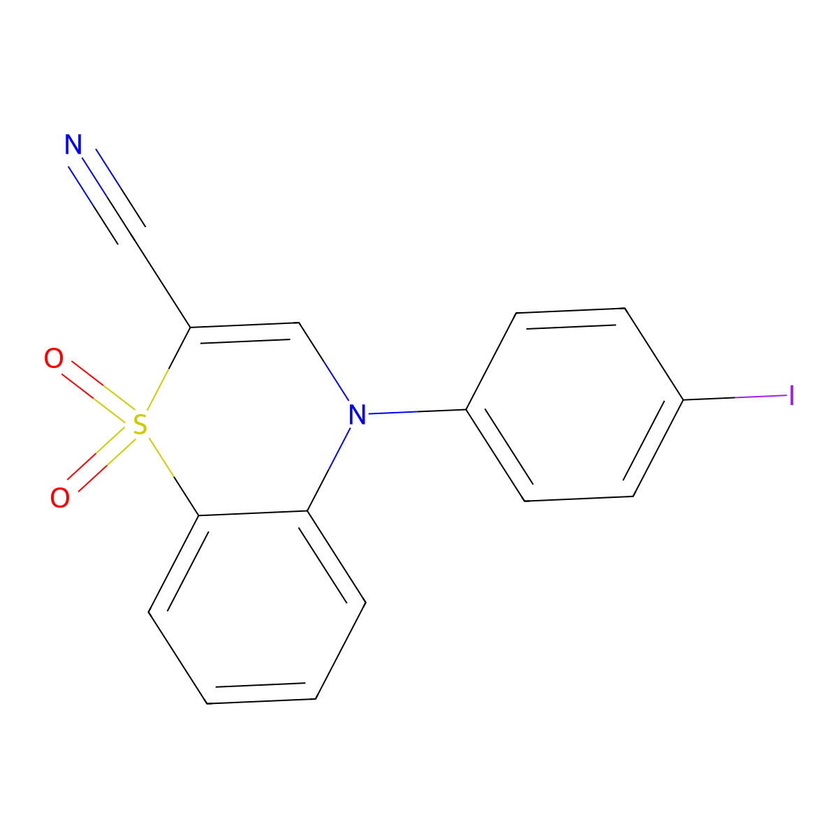 4-(4-iodophenyl)-4H-1,4-benzothiazine-2-carbonitrile 1,1-dioxide molecular structure, CAS 1207013-75-9