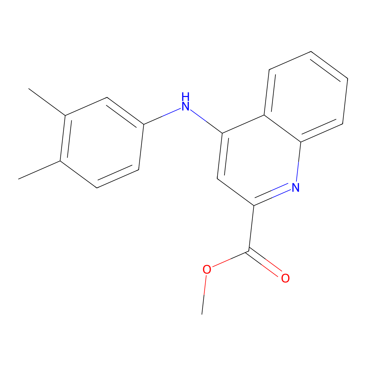 Methyl 4-[(3,4-dimethylphenyl)amino]quinoline-2-carboxylate molecular structure, CAS 1207013-78-2