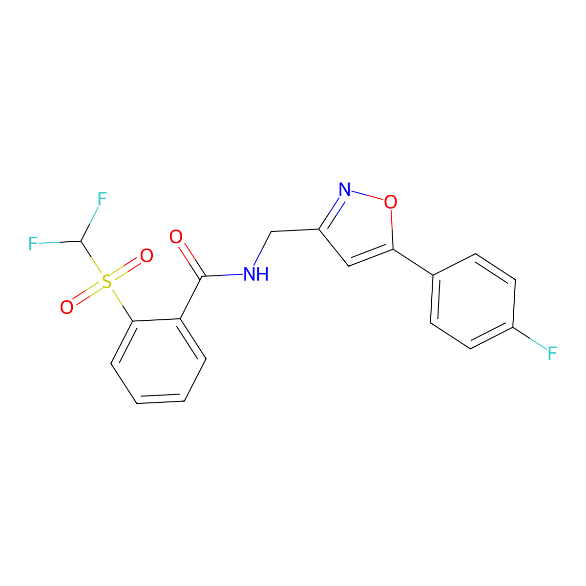 2-((difluoromethyl)sulfonyl)-N-((5-(4-fluorophenyl)isoxazol-3-yl)methyl)benzamide molecular structure, CAS 1207013-83-9