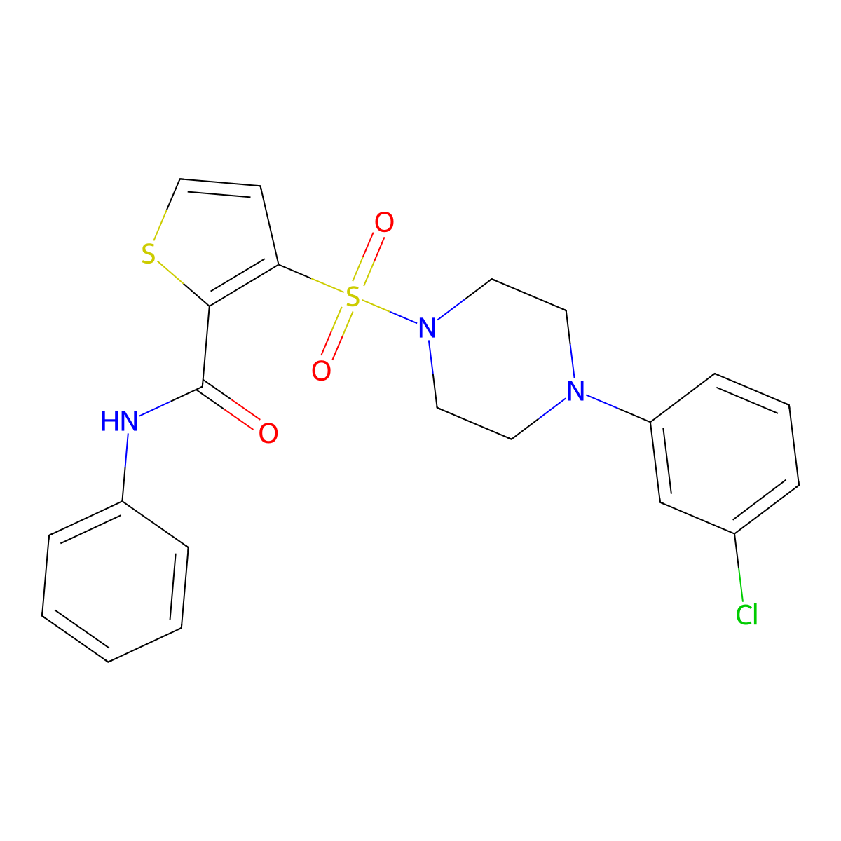 3-{[4-(3-chlorophenyl)piperazin-1-yl]sulfonyl}-N-phenylthiophene-2-carboxamide molecular structure, CAS 1207013-84-0