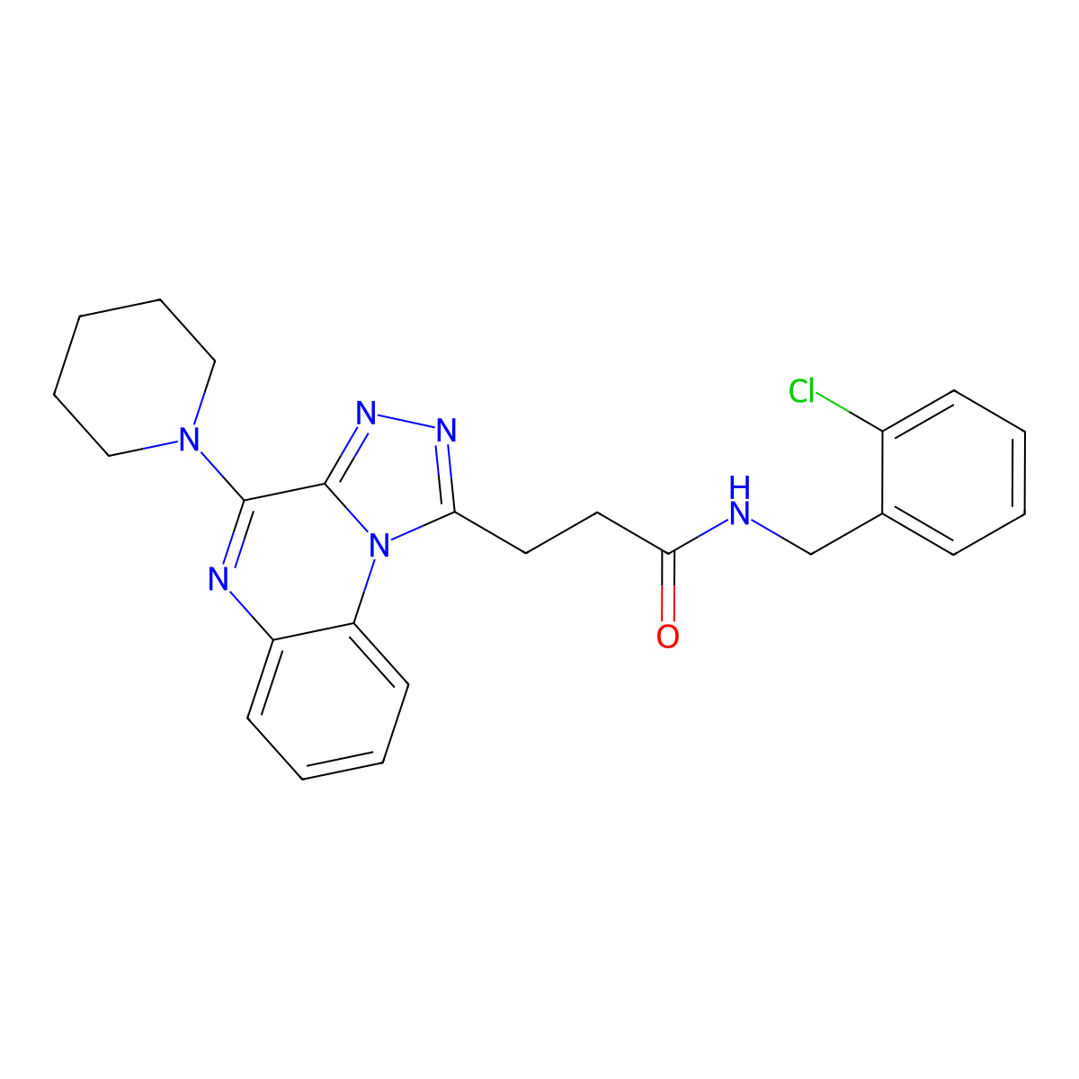 N-[(2-chlorophenyl)methyl]-3-[4-(piperidin-1-yl)-[1,2,4]triazolo[4,3-a]quinoxalin-1-yl]propanamide molecular structure, CAS 1207013-91-9