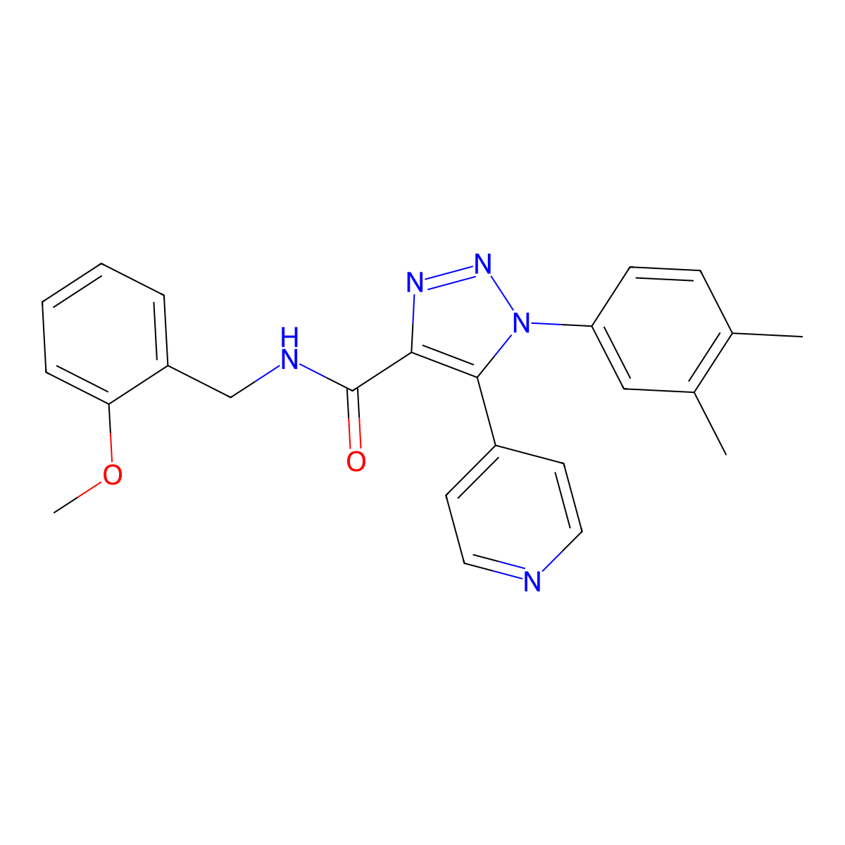 1-(3,4-dimethylphenyl)-N-(2-methoxybenzyl)-5-(pyridin-4-yl)-1H-1,2,3-triazole-4-carboxamide molecular structure, CAS 1207013-92-0