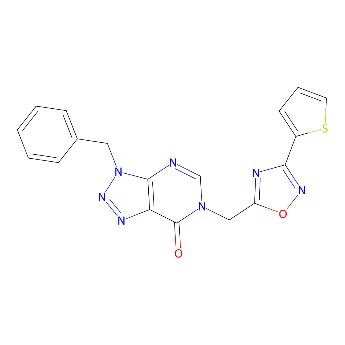 3-benzyl-6-((3-(thiophen-2-yl)-1,2,4-oxadiazol-5-yl)methyl)-3H-[1,2,3]triazolo[4,5-d]pyrimidin-7(6H)-one molecular structure, CAS 1207013-94-2