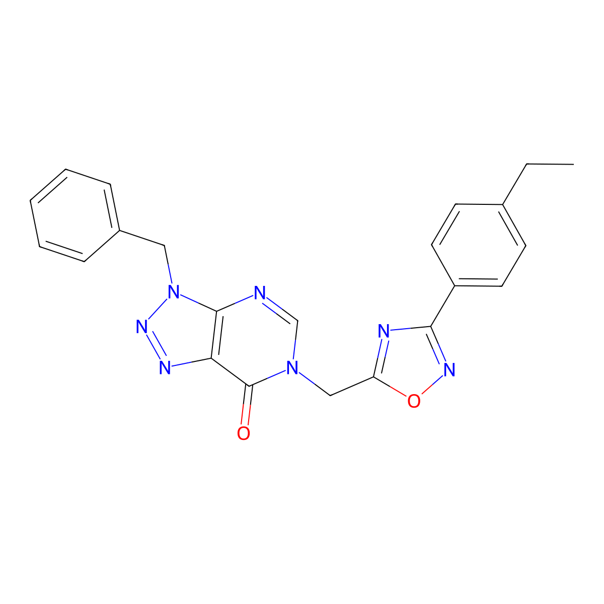 3-benzyl-6-{[3-(4-ethylphenyl)-1,2,4-oxadiazol-5-yl]methyl}-3H,6H,7H-[1,2,3]triazolo[4,5-d]pyrimidin-7-one molecular structure, CAS 1207013-98-6