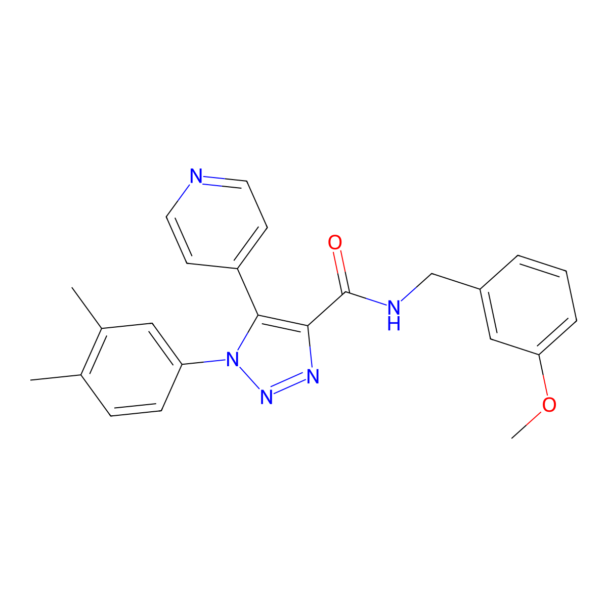 1-(3,4-dimethylphenyl)-N-[(3-methoxyphenyl)methyl]-5-(pyridin-4-yl)-1H-1,2,3-triazole-4-carboxamide molecular structure, CAS 1207013-99-7