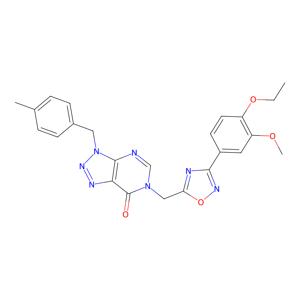 6-((3-(4-ethoxy-3-methoxyphenyl)-1,2,4-oxadiazol-5-yl)methyl)-3-(4-methylbenzyl)-3H-[1,2,3]triazolo[4,5-d]pyrimidin-7(6H)-one molecular structure, CAS 1207014-00-3