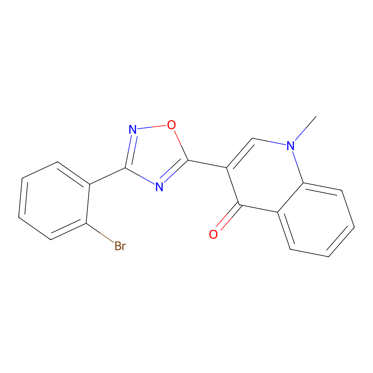 3-[3-(2-bromophenyl)-1,2,4-oxadiazol-5-yl]-1-methylquinolin-4(1H)-one molecular structure, CAS 1207014-02-5