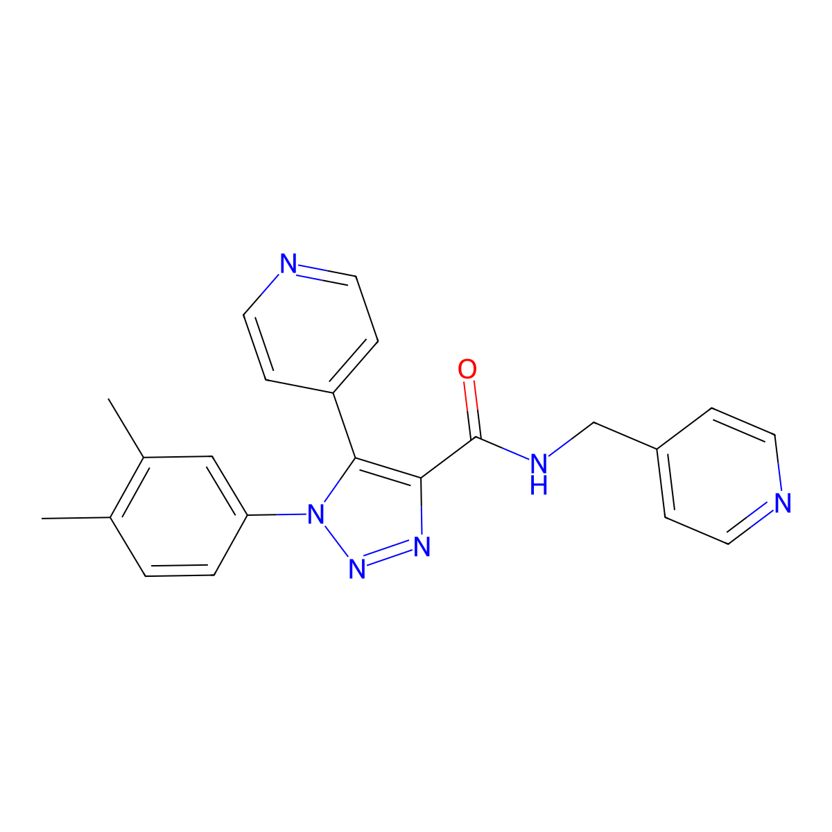 1-(3,4-dimethylphenyl)-5-(pyridin-4-yl)-N-[(pyridin-4-yl)methyl]-1H-1,2,3-triazole-4-carboxamide molecular structure, CAS 1207014-05-8