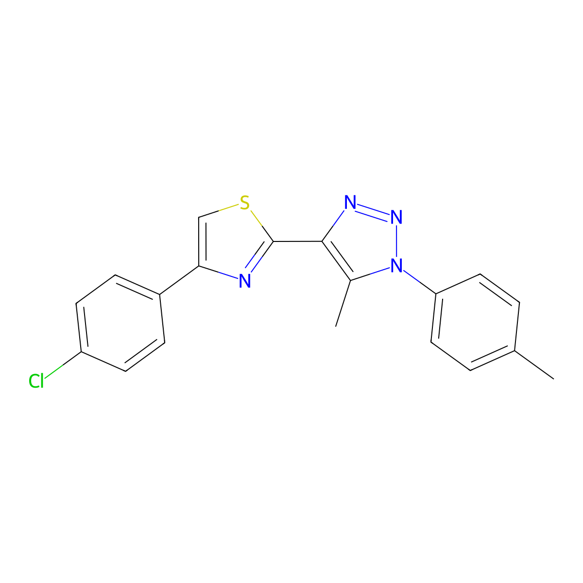4-[4-(4-chlorophenyl)-1,3-thiazol-2-yl]-5-methyl-1-(4-methylphenyl)-1H-1,2,3-triazole molecular structure, CAS 1207014-08-1