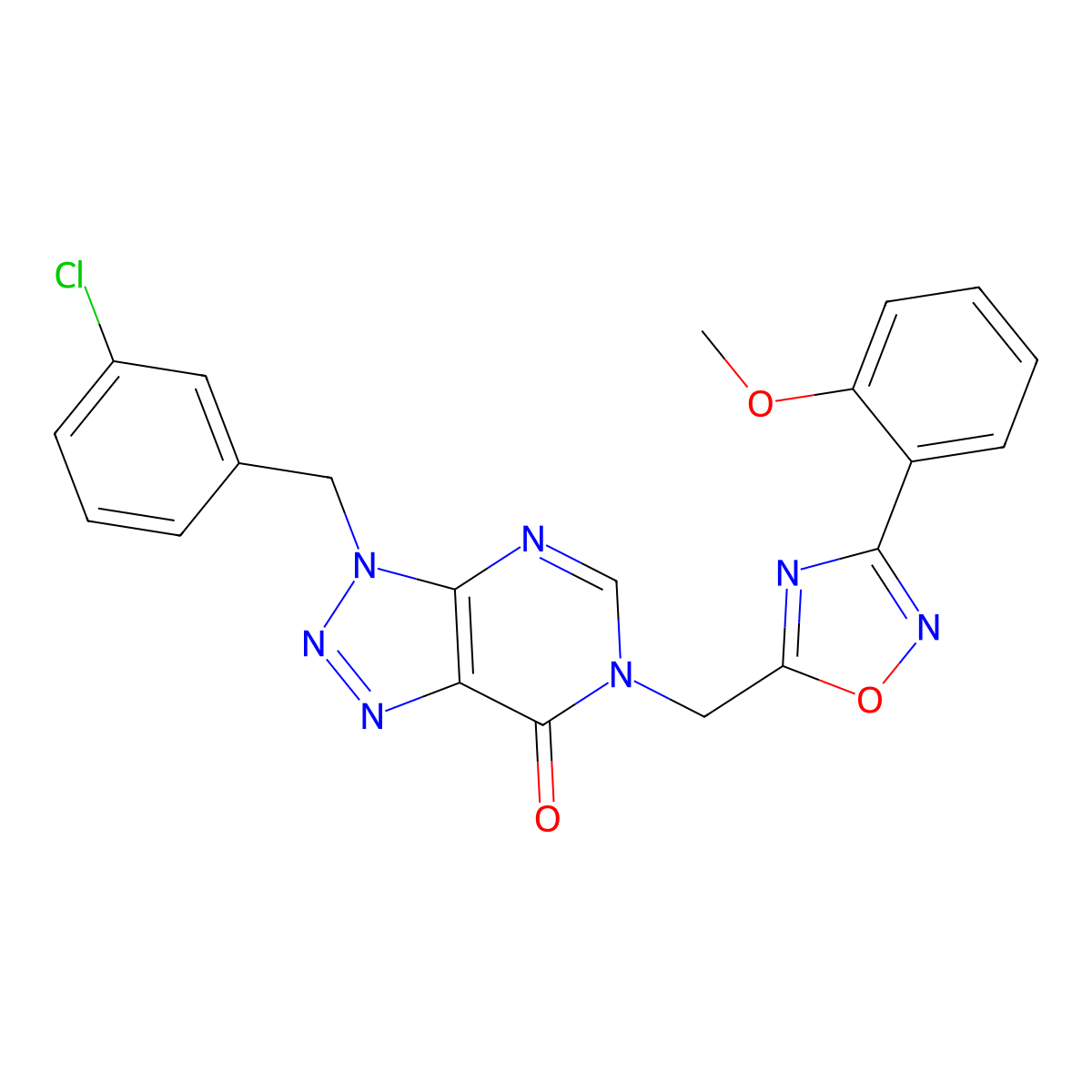 3-(3-chlorobenzyl)-6-((3-(2-methoxyphenyl)-1,2,4-oxadiazol-5-yl)methyl)-3H-[1,2,3]triazolo[4,5-d]pyrimidin-7(6H)-one molecular structure, CAS 1207014-11-6