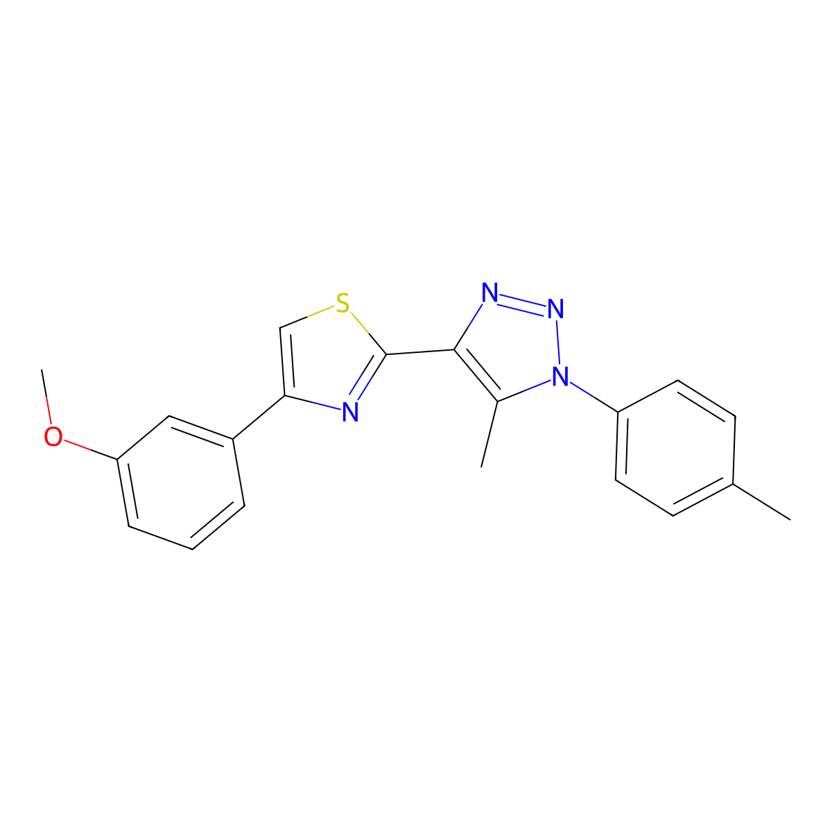 4-[4-(3-methoxyphenyl)-1,3-thiazol-2-yl]-5-methyl-1-(4-methylphenyl)-1H-1,2,3-triazole molecular structure, CAS 1207014-13-8