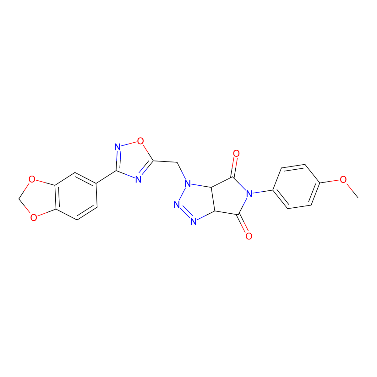 1-((3-(benzo[d][1,3]dioxol-5-yl)-1,2,4-oxadiazol-5-yl)methyl)-5-(4-methoxyphenyl)-1,6a-dihydropyrrolo[3,4-d][1,2,3]triazole-4,6(3aH,5H)-dione molecular structure, CAS 1207014-14-9