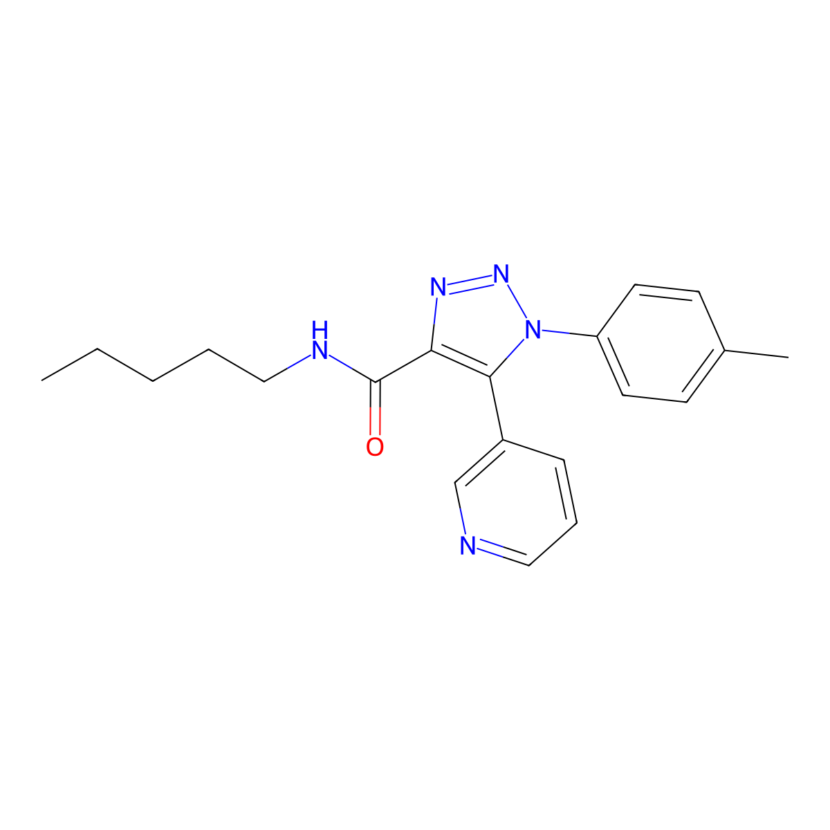 1-(4-methylphenyl)-N-pentyl-5-(pyridin-3-yl)-1H-1,2,3-triazole-4-carboxamide molecular structure, CAS 1207014-17-2