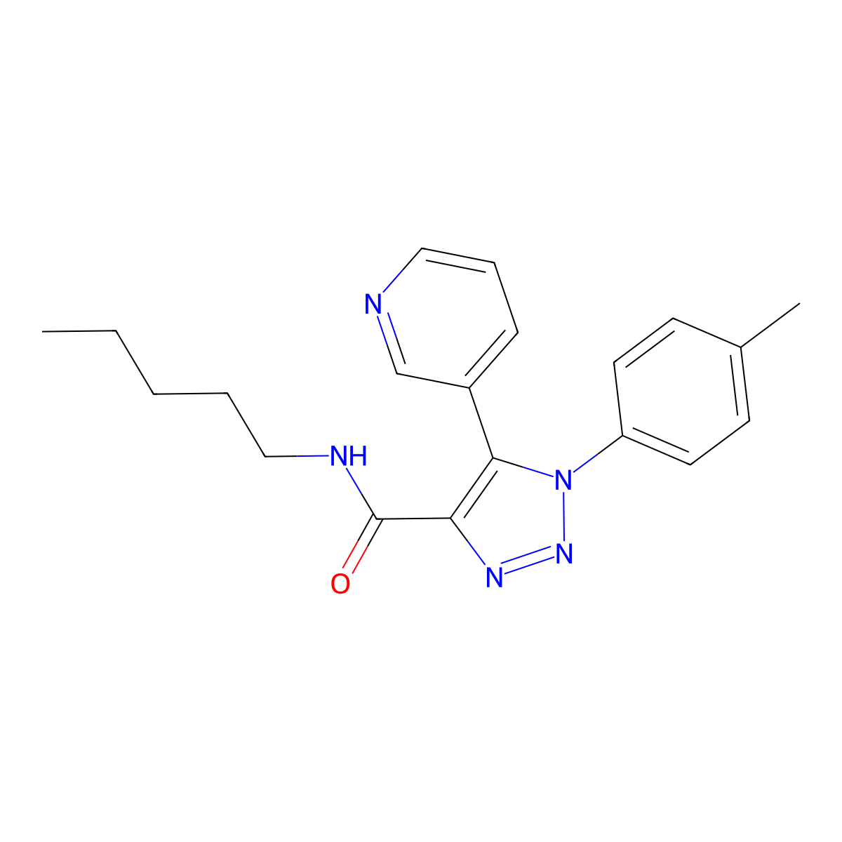 1-(4-methylphenyl)-N-pentyl-5-(pyridin-3-yl)-1H-1,2,3-triazole-4-carboxamide molecular structure, CAS 1207014-17-2