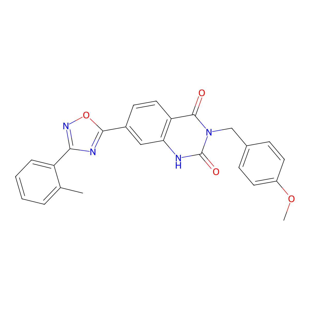 3-(4-methoxybenzyl)-7-(3-(o-tolyl)-1,2,4-oxadiazol-5-yl)quinazoline-2,4(1H,3H)-dione molecular structure, CAS 1207014-18-3