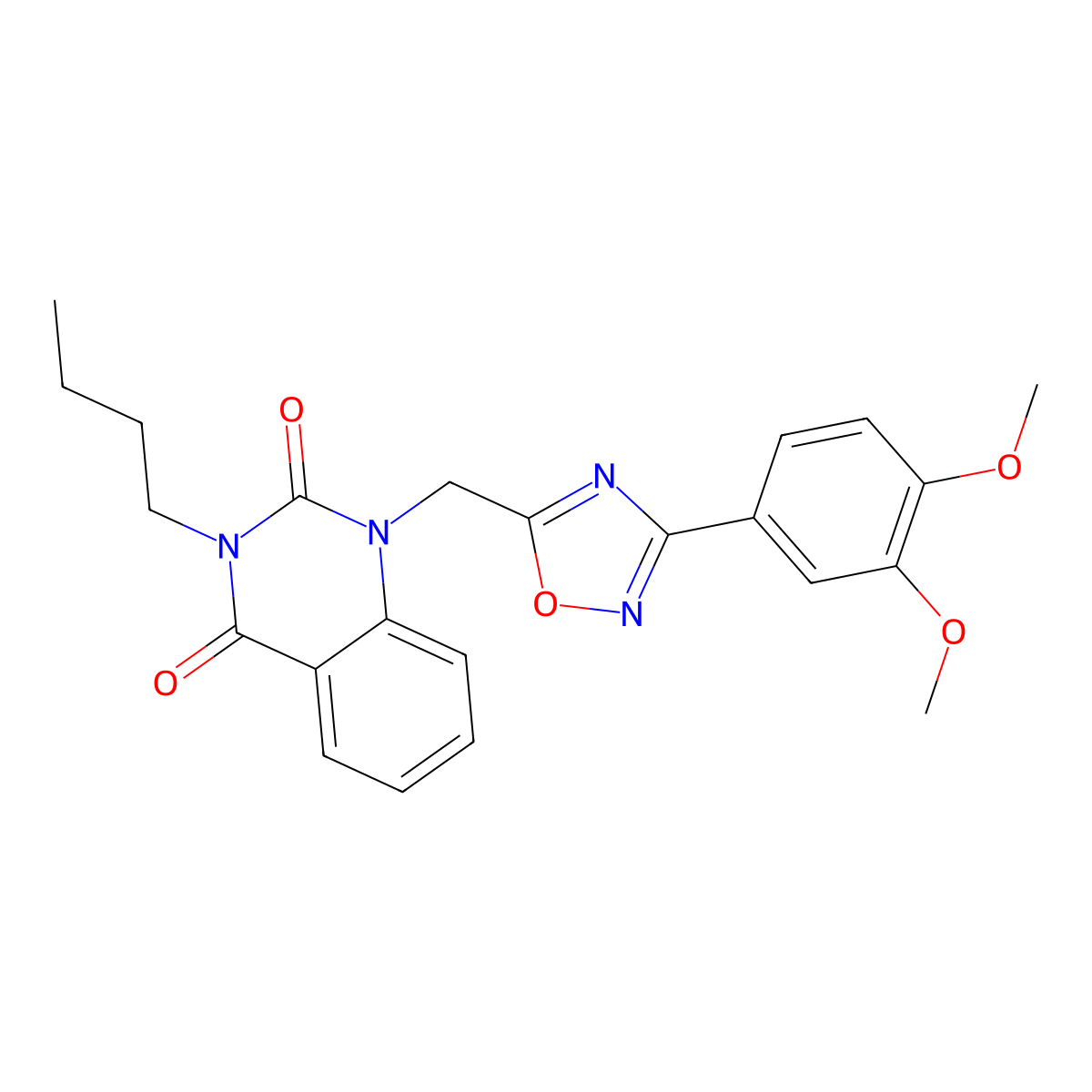 3-butyl-1-((3-(3,4-dimethoxyphenyl)-1,2,4-oxadiazol-5-yl)methyl)quinazoline-2,4(1H,3H)-dione molecular structure, CAS 1207014-24-1