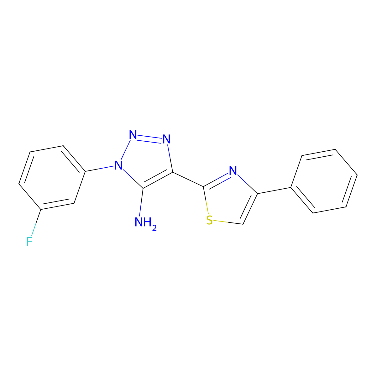 1-(3-fluorophenyl)-4-(4-phenyl-1,3-thiazol-2-yl)-1H-1,2,3-triazol-5-amine molecular structure, CAS 1207014-26-3