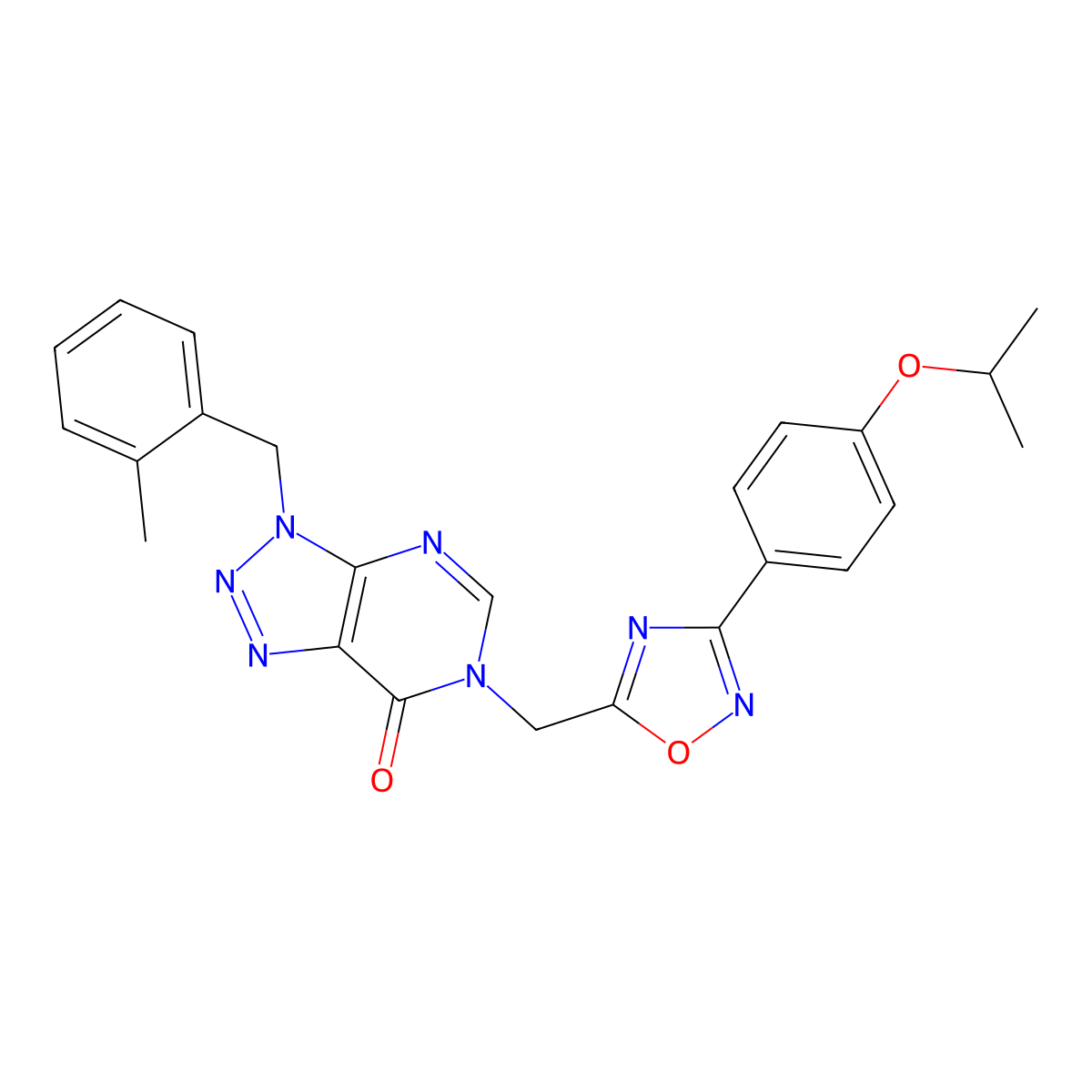 6-((3-(4-isopropoxyphenyl)-1,2,4-oxadiazol-5-yl)methyl)-3-(2-methylbenzyl)-3H-[1,2,3]triazolo[4,5-d]pyrimidin-7(6H)-one molecular structure, CAS 1207014-28-5