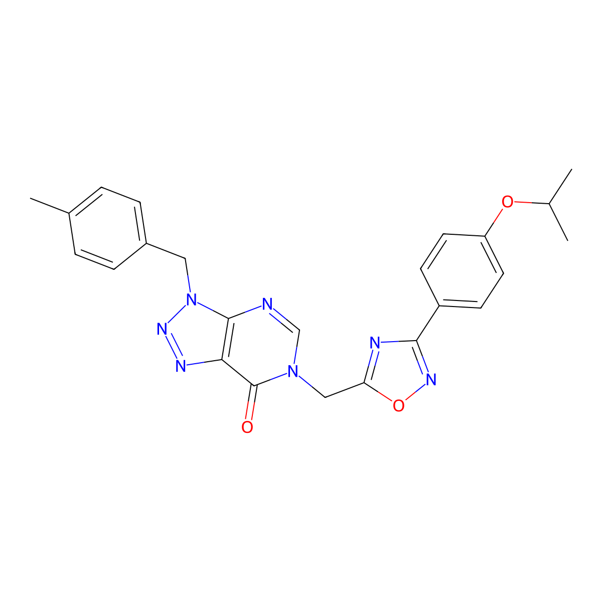 6-((3-(4-isopropoxyphenyl)-1,2,4-oxadiazol-5-yl)methyl)-3-(4-methylbenzyl)-3H-[1,2,3]triazolo[4,5-d]pyrimidin-7(6H)-one molecular structure, CAS 1207014-32-1