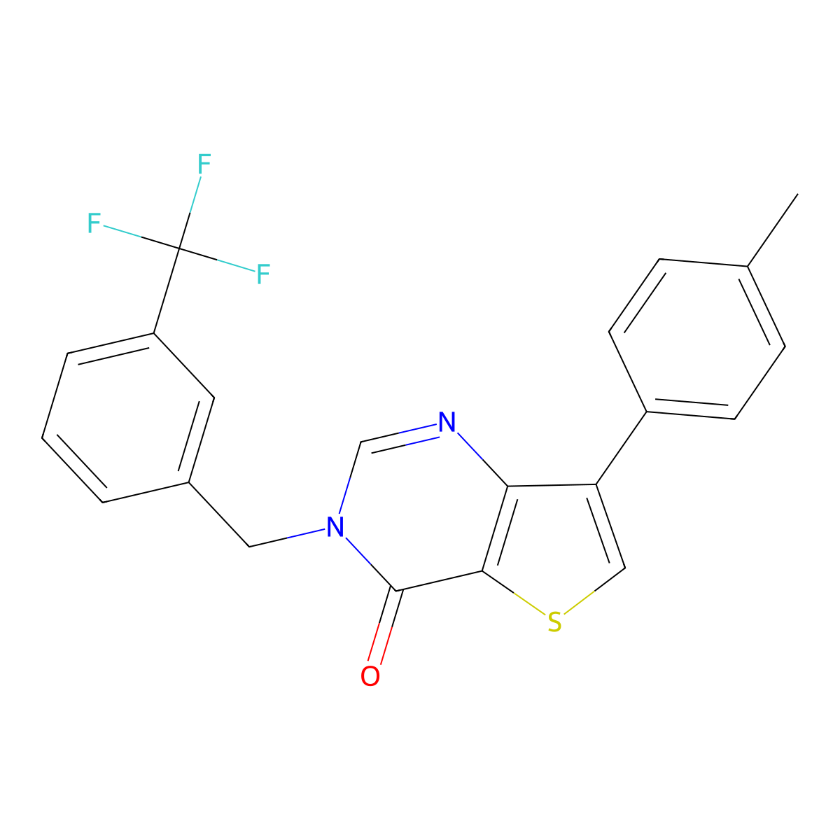 7-(4-methylphenyl)-3-[3-(trifluoromethyl)benzyl]thieno[3,2-d]pyrimidin-4(3H)-one molecular structure, CAS 1207014-44-5