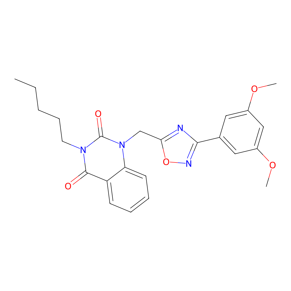1-((3-(3,5-dimethoxyphenyl)-1,2,4-oxadiazol-5-yl)methyl)-3-pentylquinazoline-2,4(1H,3H)-dione molecular structure, CAS 1207014-46-7