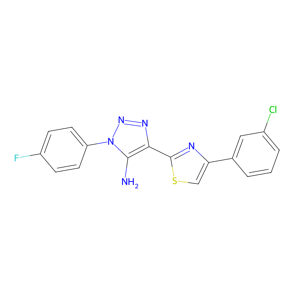 4-[4-(3-chlorophenyl)-1,3-thiazol-2-yl]-1-(4-fluorophenyl)-1H-1,2,3-triazol-5-amine molecular structure, CAS 1207014-50-3