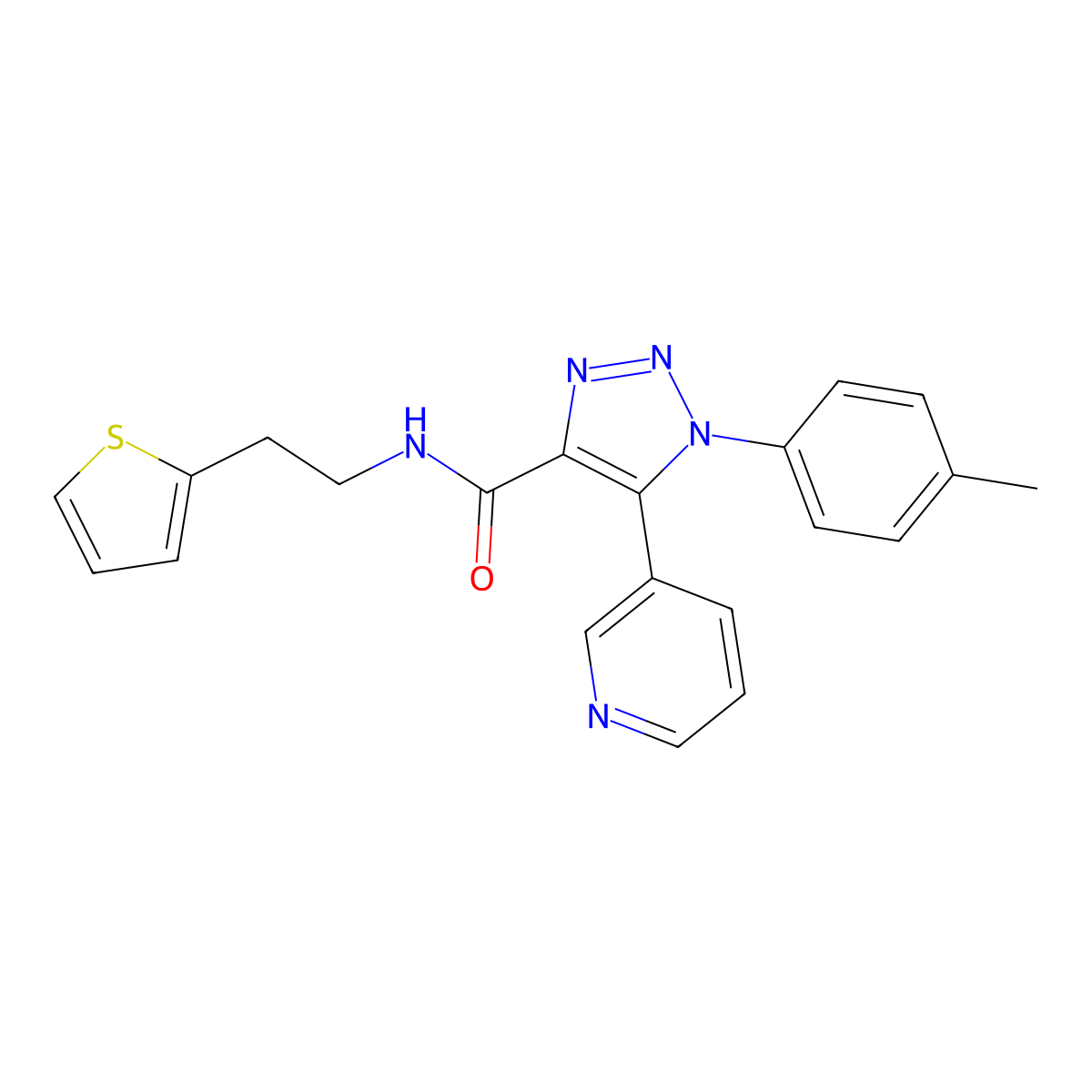 1-(4-methylphenyl)-5-(pyridin-3-yl)-N-[2-(thiophen-2-yl)ethyl]-1H-1,2,3-triazole-4-carboxamide molecular structure, CAS 1207014-52-5