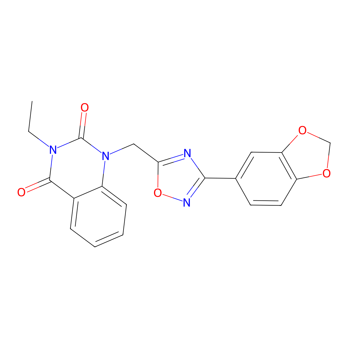 1-((3-(benzo[d][1,3]dioxol-5-yl)-1,2,4-oxadiazol-5-yl)methyl)-3-ethylquinazoline-2,4(1H,3H)-dione molecular structure, CAS 1207014-56-9