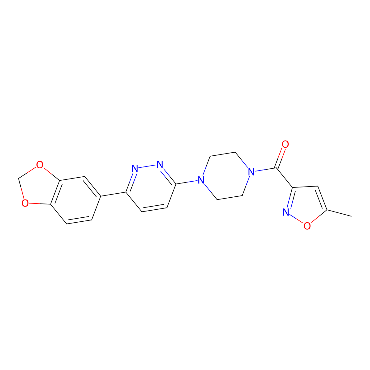 (4-(6-(Benzo[d][1,3]dioxol-5-yl)pyridazin-3-yl)piperazin-1-yl)(5-methylisoxazol-3-yl)methanone molecular structure, CAS 1207014-57-0