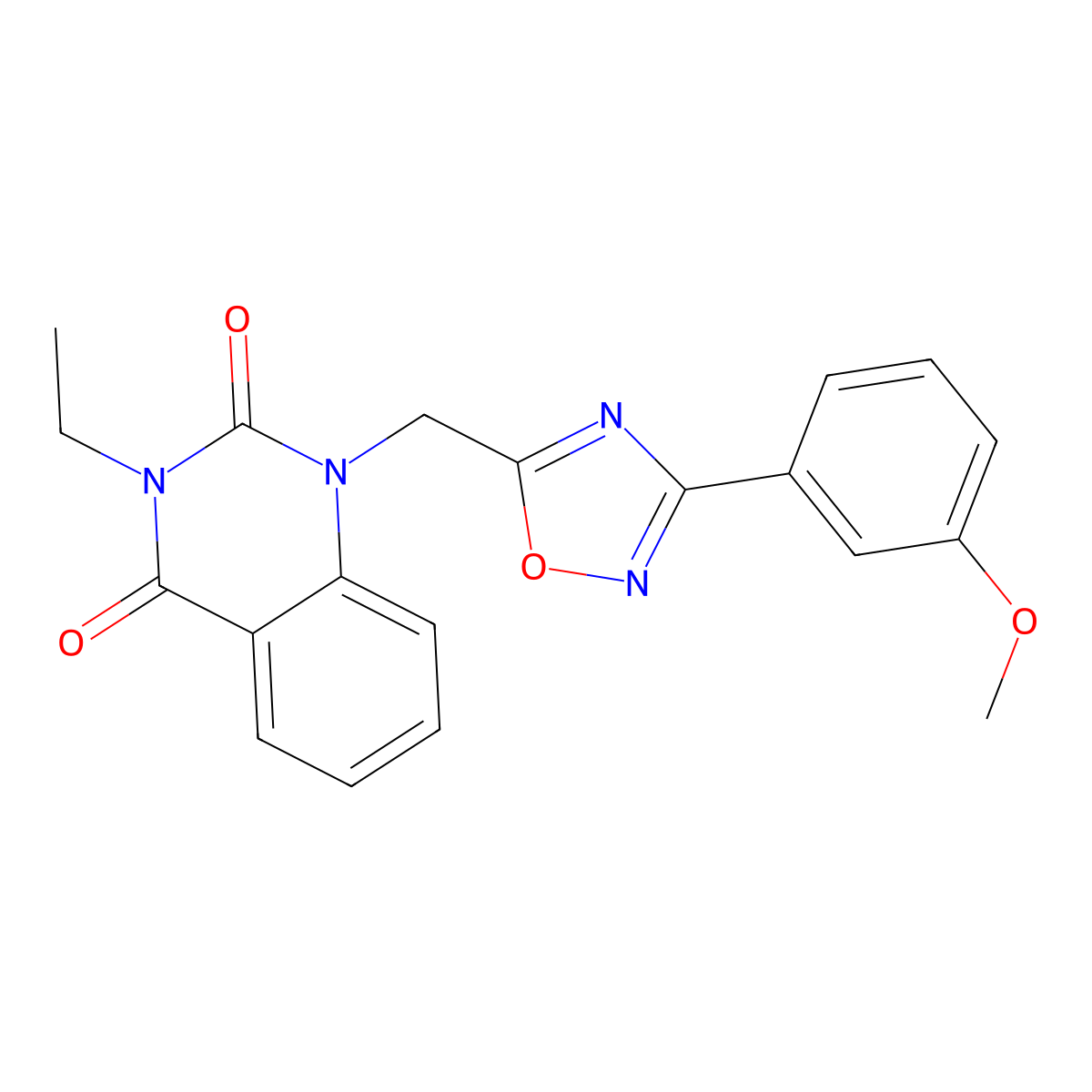 3-ethyl-1-((3-(3-methoxyphenyl)-1,2,4-oxadiazol-5-yl)methyl)quinazoline-2,4(1H,3H)-dione molecular structure, CAS 1207014-61-6