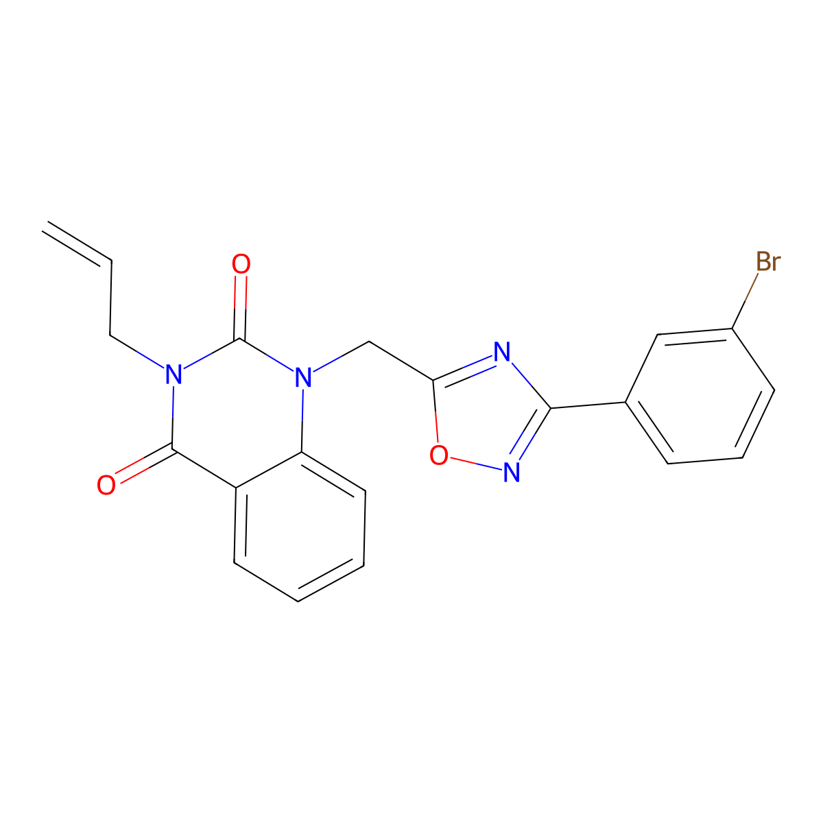 3-allyl-1-((3-(3-bromophenyl)-1,2,4-oxadiazol-5-yl)methyl)quinazoline-2,4(1H,3H)-dione molecular structure, CAS 1207014-74-1