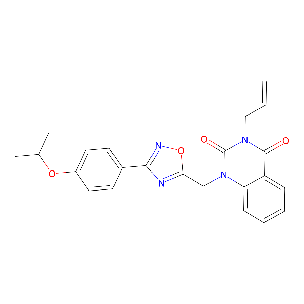 3-allyl-1-((3-(4-isopropoxyphenyl)-1,2,4-oxadiazol-5-yl)methyl)quinazoline-2,4(1H,3H)-dione molecular structure, CAS 1207014-77-4
