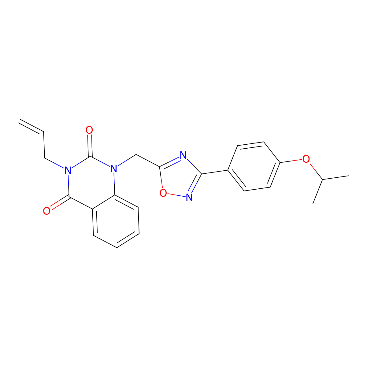 3-allyl-1-((3-(4-isopropoxyphenyl)-1,2,4-oxadiazol-5-yl)methyl)quinazoline-2,4(1H,3H)-dione molecular structure, CAS 1207014-77-4