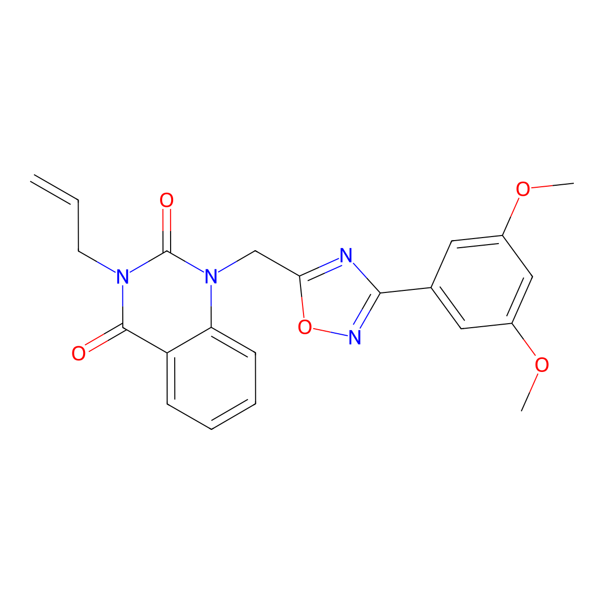 3-allyl-1-((3-(3,5-dimethoxyphenyl)-1,2,4-oxadiazol-5-yl)methyl)quinazoline-2,4(1H,3H)-dione molecular structure, CAS 1207014-80-9