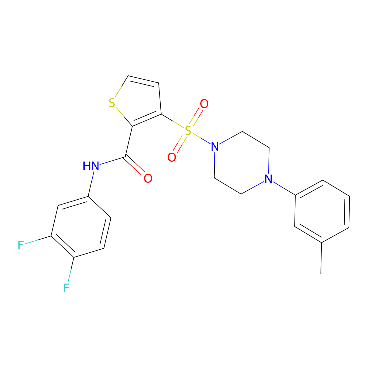 N-(3,4-difluorophenyl)-3-{[4-(3-methylphenyl)piperazin-1-yl]sulfonyl}thiophene-2-carboxamide molecular structure, CAS 1207014-82-1