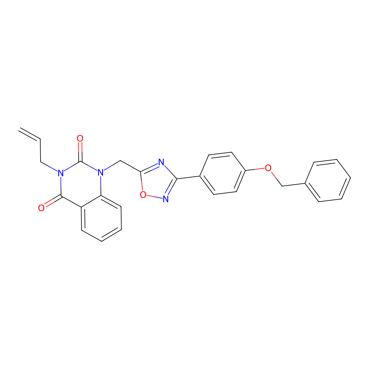 3-allyl-1-((3-(4-(benzyloxy)phenyl)-1,2,4-oxadiazol-5-yl)methyl)quinazoline-2,4(1H,3H)-dione molecular structure, CAS 1207014-88-7