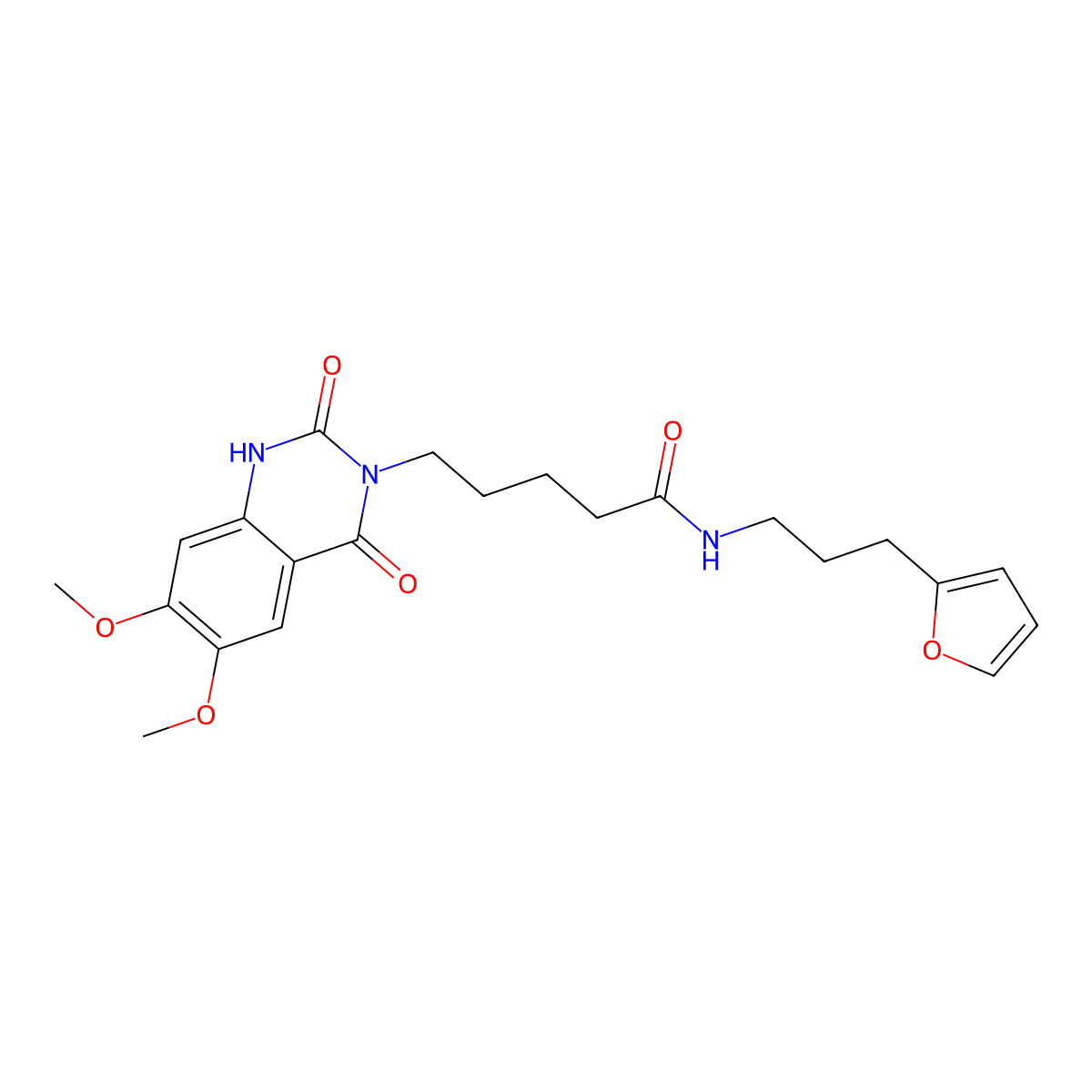 5-(6,7-dimethoxy-2,4-dioxo-1,2-dihydroquinazolin-3(4H)-yl)-N-(3-(furan-2-yl)propyl)pentanamide molecular structure, CAS 1207014-89-8