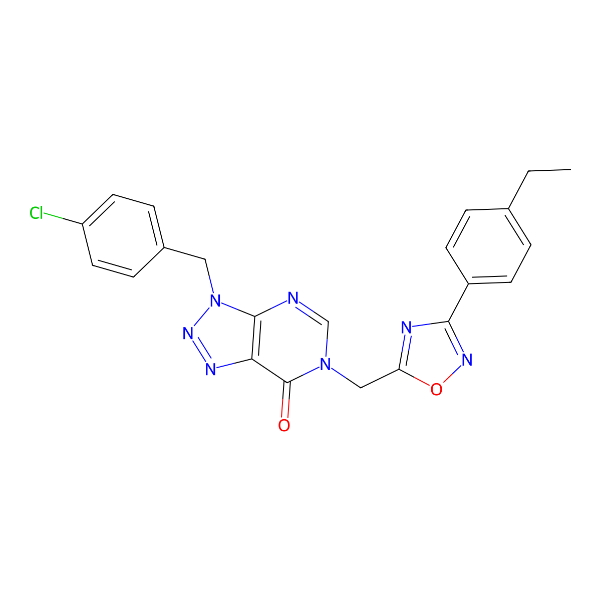 3-(4-chlorobenzyl)-6-((3-(4-ethylphenyl)-1,2,4-oxadiazol-5-yl)methyl)-3H-[1,2,3]triazolo[4,5-d]pyrimidin-7(6H)-one molecular structure, CAS 1207014-90-1