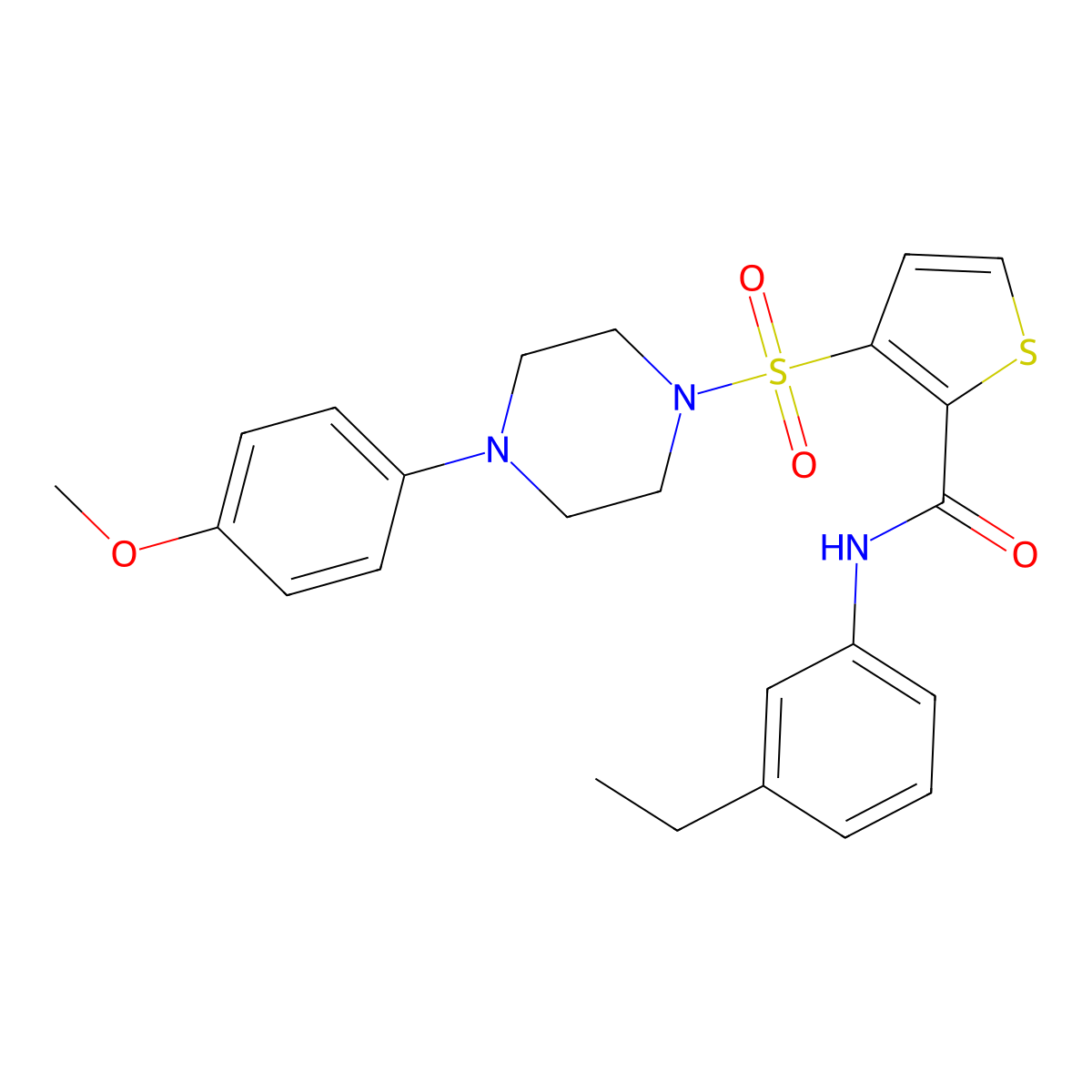 N-(3-ethylphenyl)-3-{[4-(4-methoxyphenyl)piperazin-1-yl]sulfonyl}thiophene-2-carboxamide molecular structure, CAS 1207014-92-3